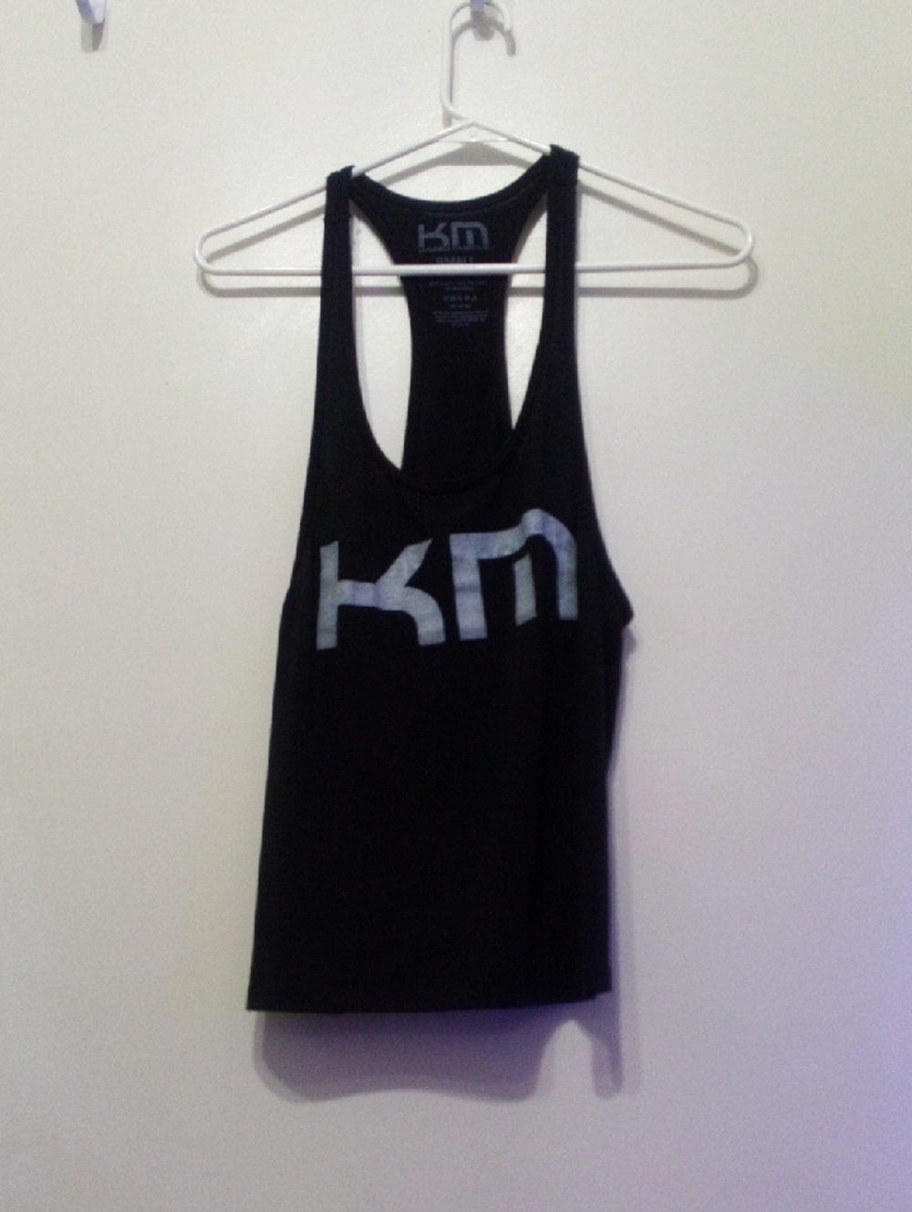 Kaged Muscle Womens Black KM Logo Racerback Athletic Workout Tank Top Small